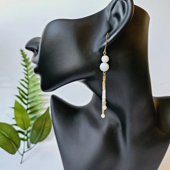 2/$27 | White Fringe Beaded Indigenous Native Earrings | Handmade Jewelry - Picture 3 of 5